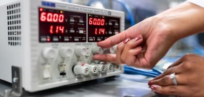Person adjusting a digital controller with display, illustrating how aquarium heaters with controllers are set up