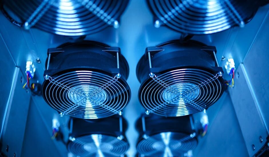 best aquarium cooling fans — Close-up of cooling fans in a server room, showcasing technology and efficiency.